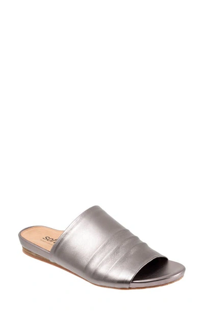 Softwalk Camano Slide Sandal In Pewter Metal