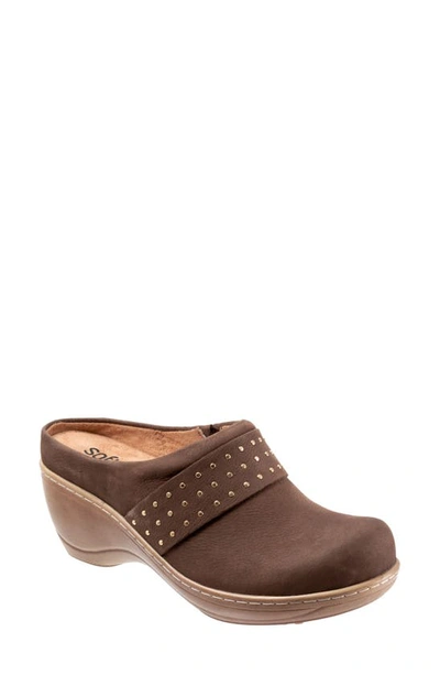 Softwalk Marana Studded Strap Clog In Dark Brown Nubuck | ModeSens