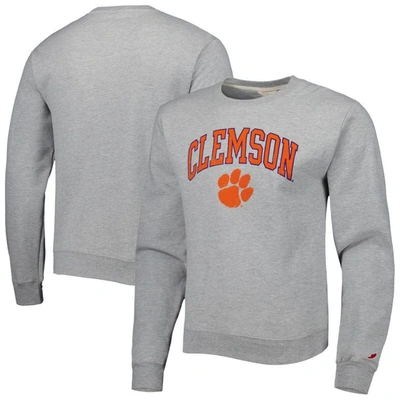 League Collegiate Wear Heather Grey Clemson Tigers 1965 Arch Essential Fleece Pullover Sweatshirt