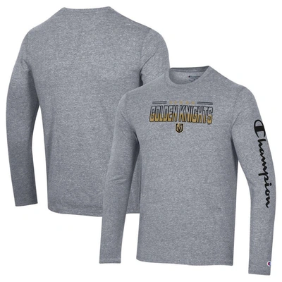 Champion Heather Grey Vegas Golden Knights Tri-blend Long Sleeve T-shirt