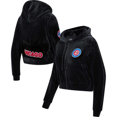 Pro Standard Black Chicago Cubs Classic Velour Full-zip Hoodie Track Jacket