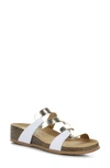 Bos. & Co. Luzzie Wedge Slide Sandal In White/ Platinum Crust Metallic