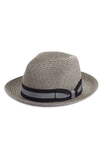 Nordstrom Classic Stripe Straw Fedora Hat In Black Combo