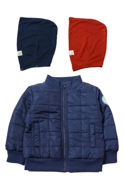 Thoughtfully Hooded Babies' Puffer Jacket With Removable Hood In Navy