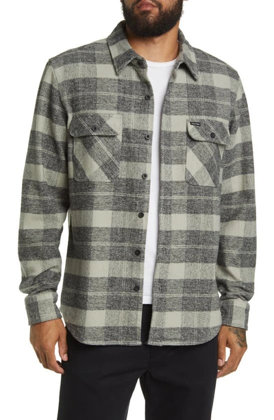 Brixton Bowery Standard Fit Plaid Flannel Button-up Shirt In Grey