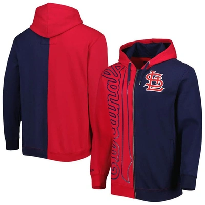 Mitchell & Ness Men's  Red, Navy St. Louis Cardinals Fleece Full-zip Hoodie In Red,navy