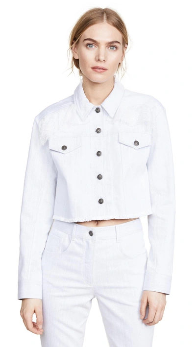 Cinq À Sept Cropped Denim Jacket In White/ivory