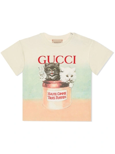 Gucci Baby Cotton Jersey Printed T-shirt In Ivory
