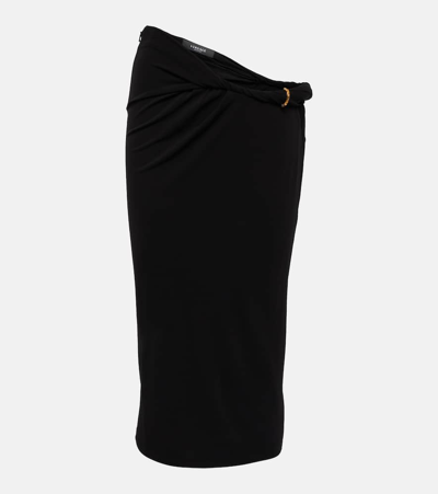 Versace Rolled High-rise Midi Skirt In 1b000 Black