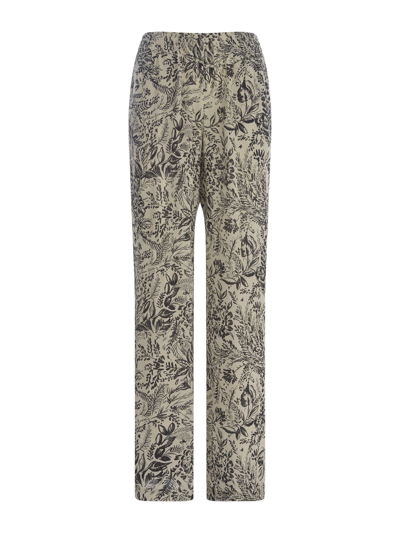 Golden Goose White And Black Viscose Trousers In Crema