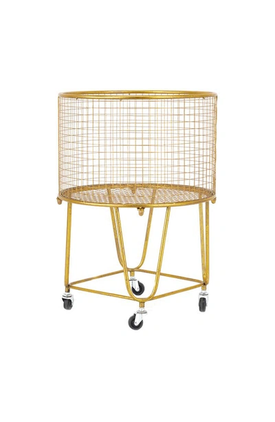 Vivian Lune Home Metal Storage Basket Cart In Gold