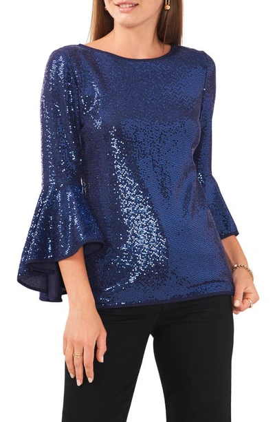 Vince Camuto Sparkle Bell Sleeve Top In Arstng Navy