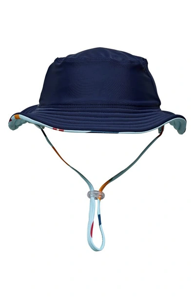 Snapper Rock Kids' Boy's Retro Surf Reversible Bucket Hat In Blue