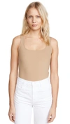 Getting Back To Square One Square Neck Thong Bodysuit In Dark Khaki