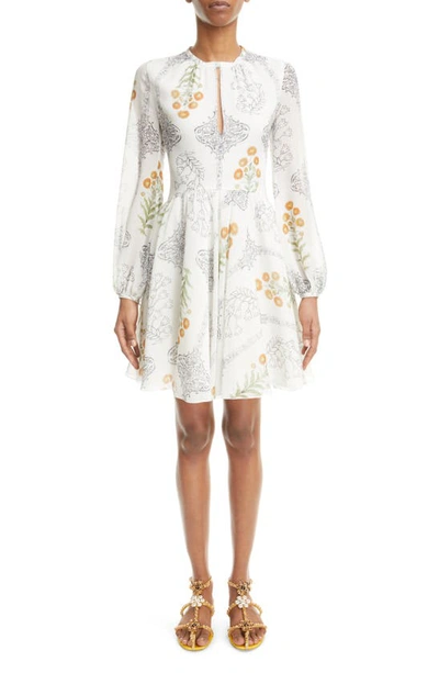 Giambattista Valli Floral-print Silk Dress In 白色