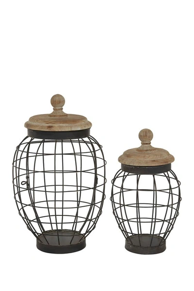 Sonoma Sage Home Black Metal Caged Style Decorative Jar With Wood Lid