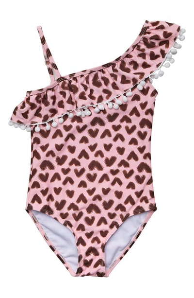 Snapper Rock Kids' Little Girl's & Girl's Wild Love One-shoulder Swimsuit In Pink