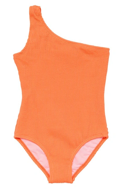 Snapper Rock Kids' Little Girl's & Girl's Hibiscus Hype One-shoulder Swimsuit In Orange