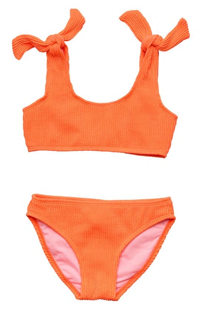 Snapper Rock Kids' Little Girl's & Girl's 2-piece Hibiscus Hype Tie Bikini In Orange