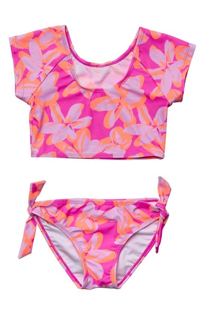 Snapper Rock Kids' Hibiscus Hype Two-piece Swimsuit In Pink