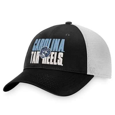 Top Of The World Men's  Black, White North Carolina Tar Heels Stockpile Trucker Snapback Hat In Black,white