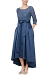 Alex Evenings Sequin Lace High-low Cocktail Dress In Wedgewood