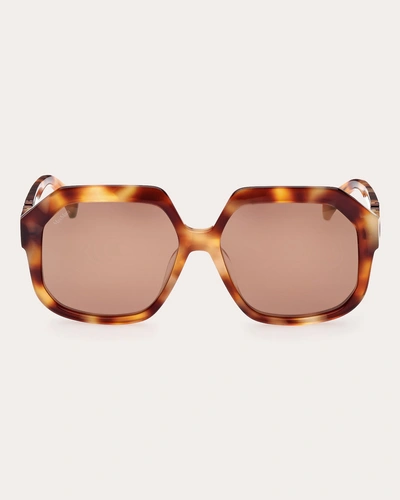 Max Mara Emme12 Squared Acetate Sunglasses In Blonde Havana / Brown