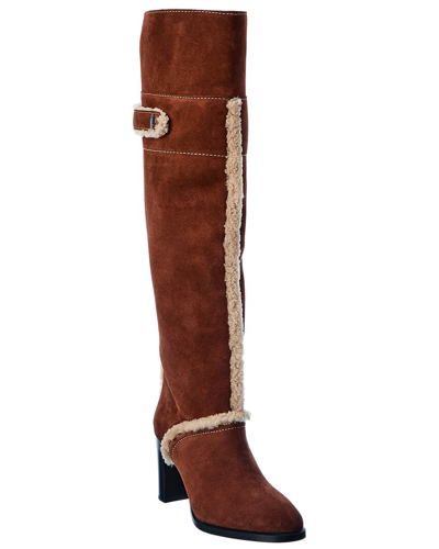 See By Chloé See By Chloe Suede & Shearling Over-the-knee Boots In Brown