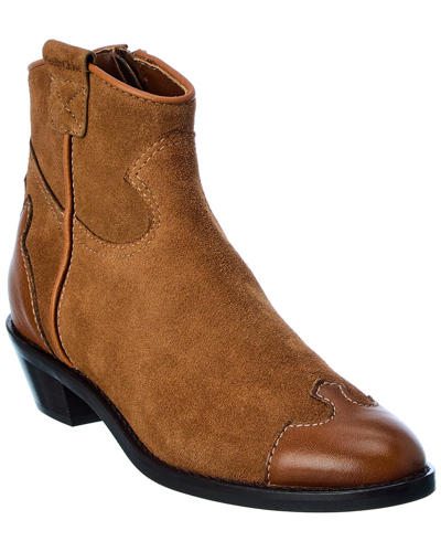 See By Chloé See By Chloe Suede & Leather Bootie In Brown