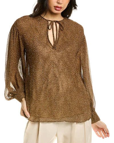 Vince Starry Dot Blouse In Brown