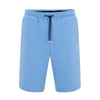 Hugo Boss Cotton-blend Regular-fit Shorts With Logo Tape In Blue