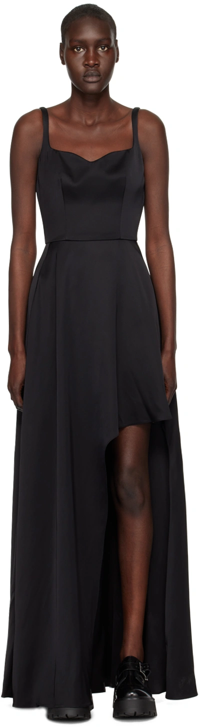 Alexander Mcqueen Black Asymmetric Maxi Dress