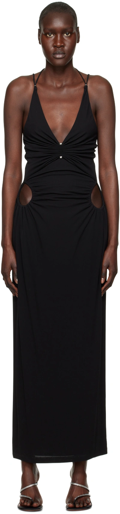 Dion Lee Black Rivet Pierced Midi Dress