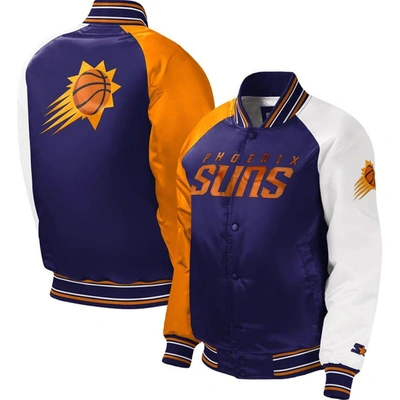 Starter Kids' Youth  Purple Phoenix Suns Raglan Full-snap Varsity Jacket