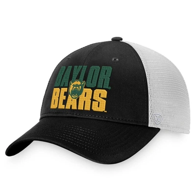 Top Of The World Men's  Black, White Baylor Bears Stockpile Trucker Snapback Hat In Black,white