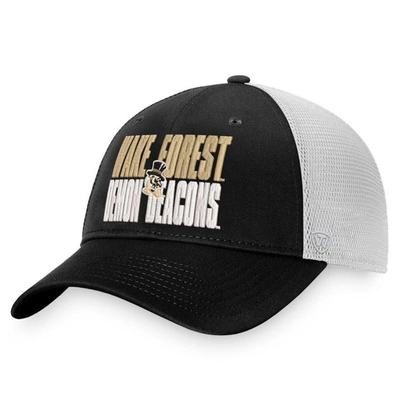 Top Of The World Men's  Black, White Wake Forest Demon Deacons Stockpile Trucker Snapback Hat In Black,white