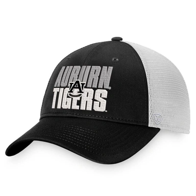 Top Of The World Men's  Black, White Auburn Tigers Stockpile Trucker Snapback Hat In Black,white