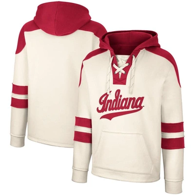 Colosseum Cream Indiana Hoosiers Lace-up 4.0 Vintage Pullover Hoodie