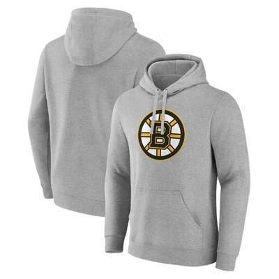 Fanatics Branded Heather Gray Boston Bruins Primary Logo Pullover Hoodie