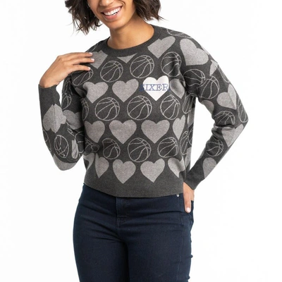 Lusso Charcoal Philadelphia 76ers Basketball Love Swarovski Crystal Intarsia Pullover Sweater