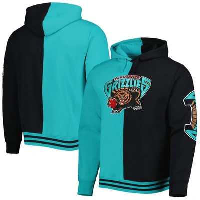 Mitchell & Ness Men's  Turquoise, Black Vancouver Grizzlies Hardwood Classics Split Pullover Hoodie In Turquoise,black