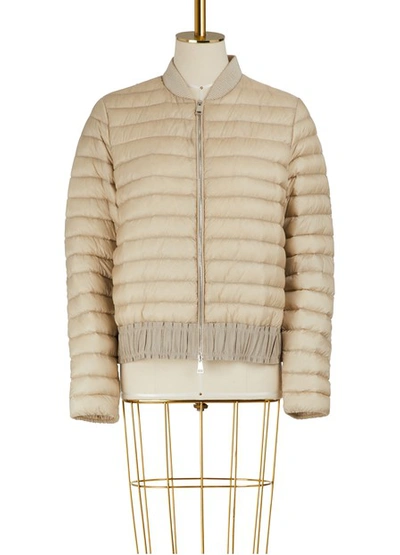 Moncler Barytine Quilted Down Bomber Jacket In Beige