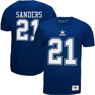 Mitchell & Ness Men's  Deion Sanders Royal Dallas Cowboys Retired Player Logo Name And Number T-shirt