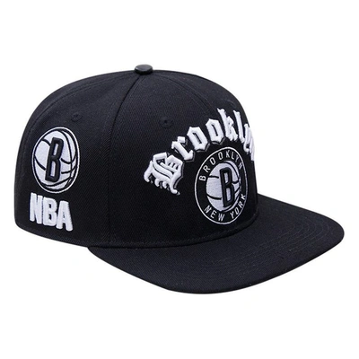 Pro Standard Black Brooklyn Nets Old English Snapback Hat