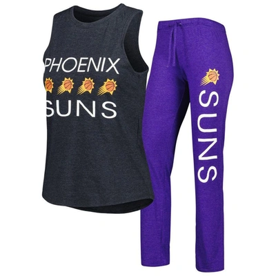 Concepts Sport Women's  Purple, Black Phoenix Suns Team Tank Top And Pants Sleep Set In Purple,black