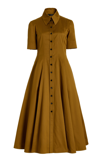 Proenza Schouler Silk-cotton Midi Shirt Dress In Khaki