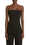 Proenza Schouler Strapless Gathered Crepe Top In Black