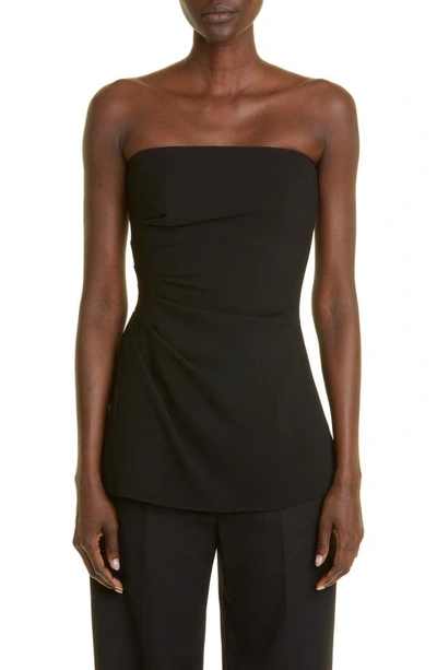 Proenza Schouler Strapless Gathered Crepe Top In Black