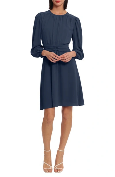 Donna Morgan For Maggy Ruched Waist Fit & Flare Dress In Navy Blazer