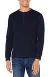 Liverpool Los Angeles Cotton Slub Knit Henley In Navy